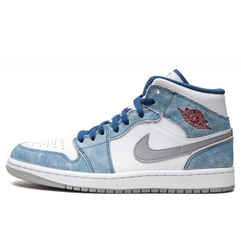 Jordan 1 Mid French Blue Fire Red 37.5